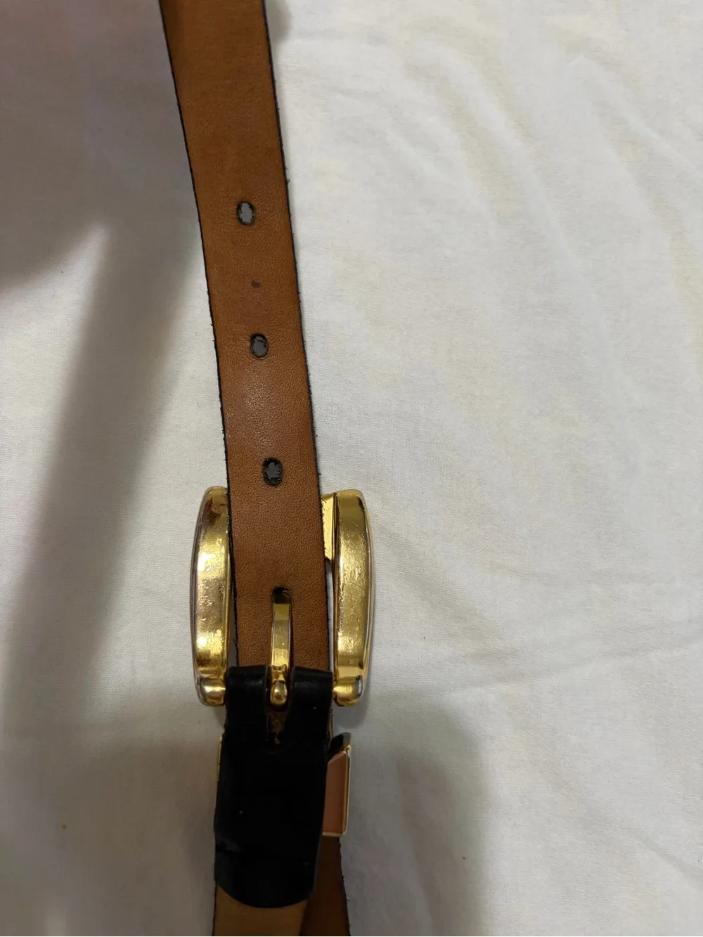Kenneth Cole New York Genuine Leather Belt Gold Buckle S